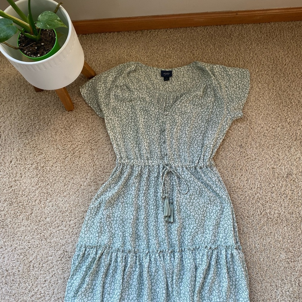 Daytrip Blue and White Tiered Midi Sundress